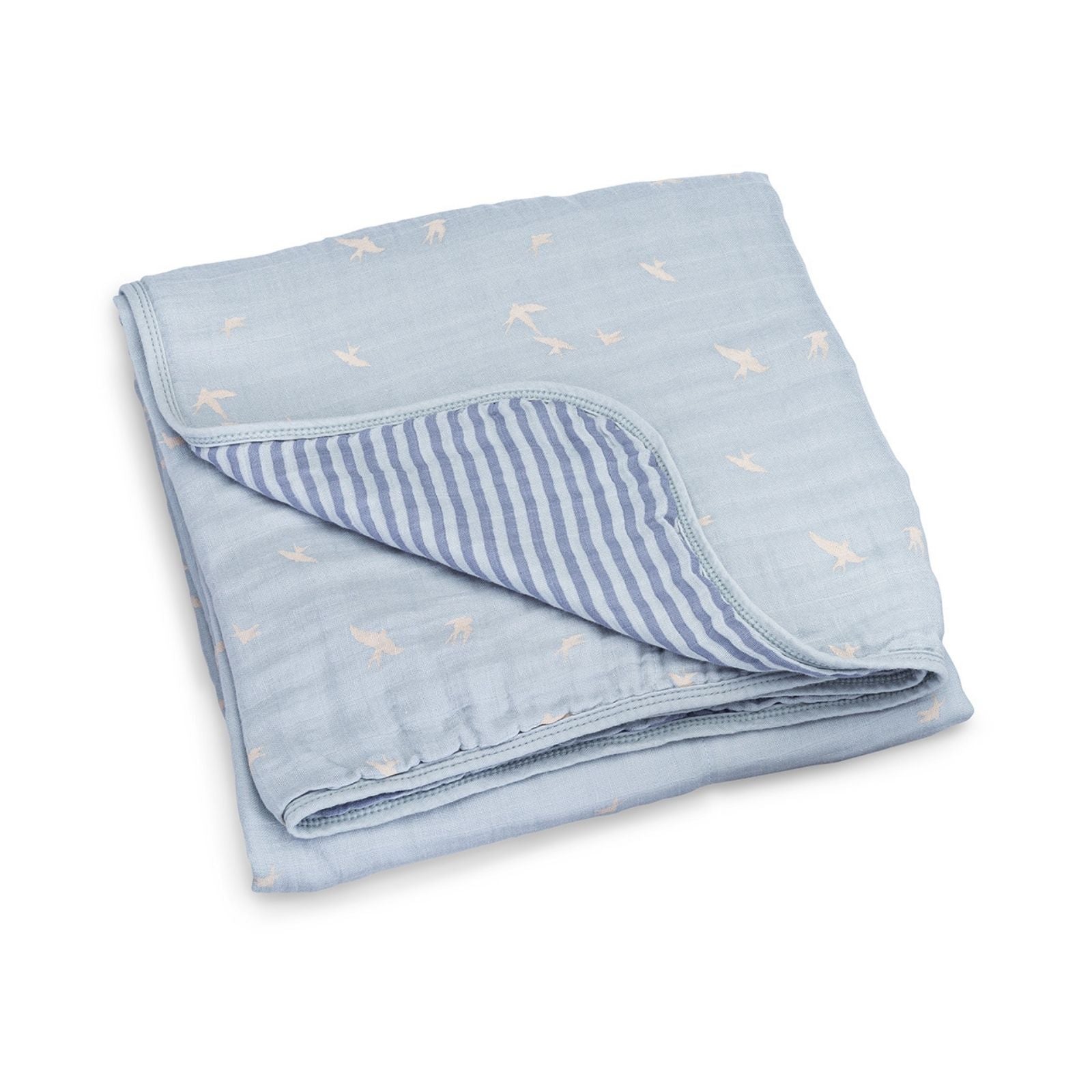 Dove grey muslin baby quilt folded