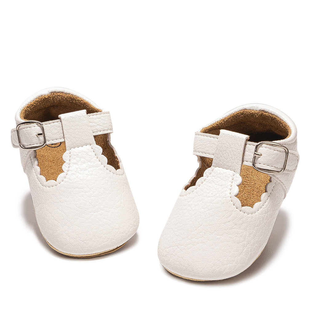 Baby Girl's Scalloped, T-strap All Occasion Shoes (White)