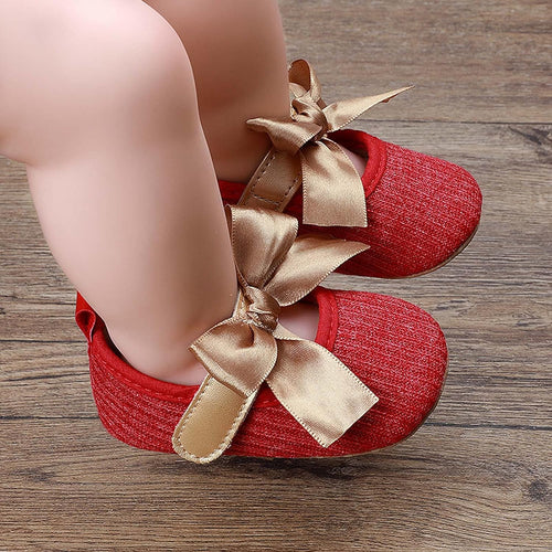 Baby Girls Princess Bowknot Soft Sole Cloth Crib Shoes Sneaker