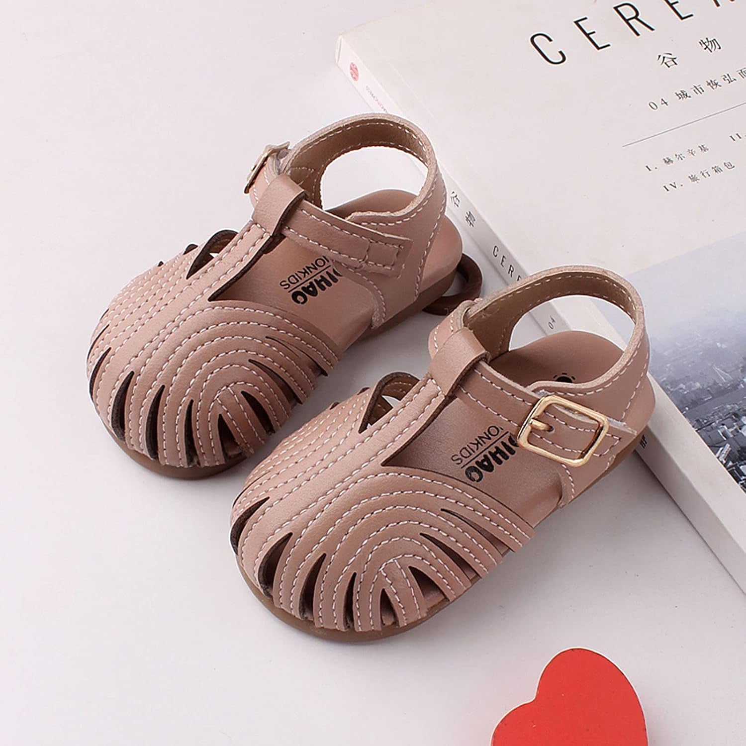 Baby Girls Boys Solid Soft Sandals Closed-Toe Non-Slip Sandal Shoes B-Pink
