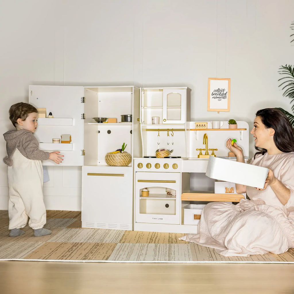Tiny Land® Play kitchen- Wooden Cabinet Refrigerator