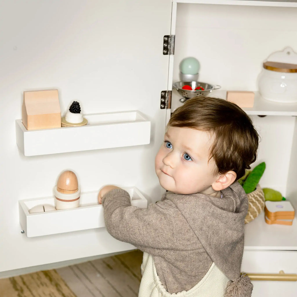 Tiny Land® Play kitchen- Wooden Cabinet Refrigerator