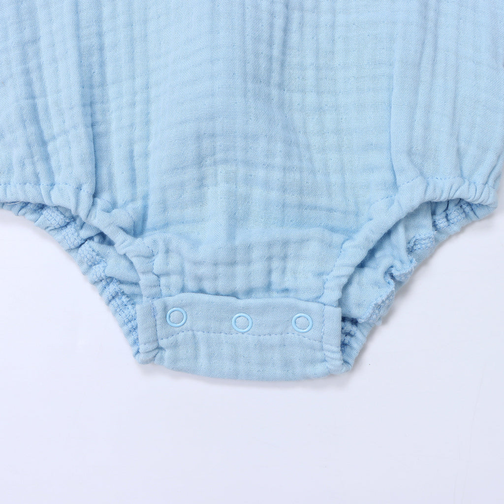 HeyPeacock Baby Romper, 100% Muslin Cotton, Boy (Blue)