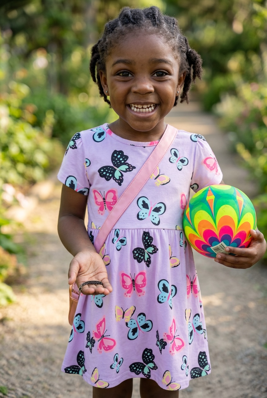 Children's Butterfly Print Casual Dress