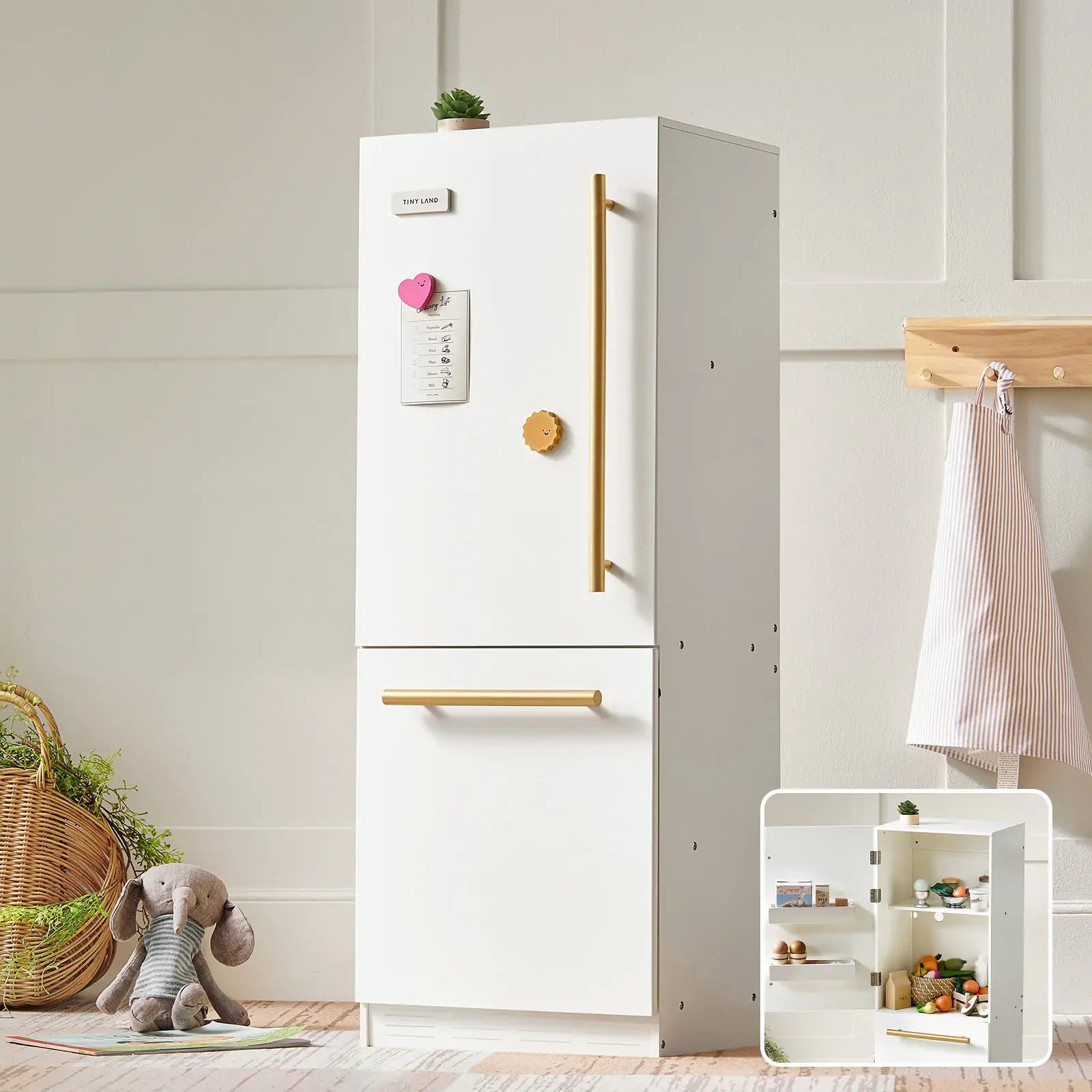 Tiny Land® Play kitchen- Wooden Cabinet Refrigerator