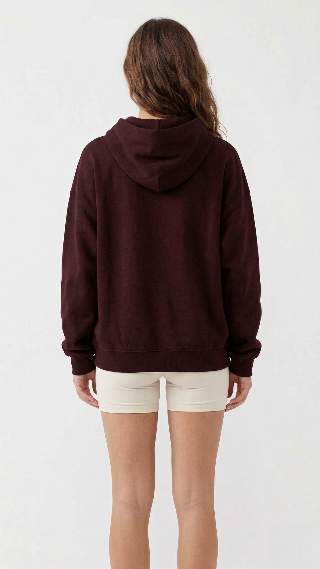 Unisex Deep Plum Oversized Cotton-Blend Hoodie