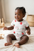 Jennifer Ann - Cinched Sleeved Romper - strawberries