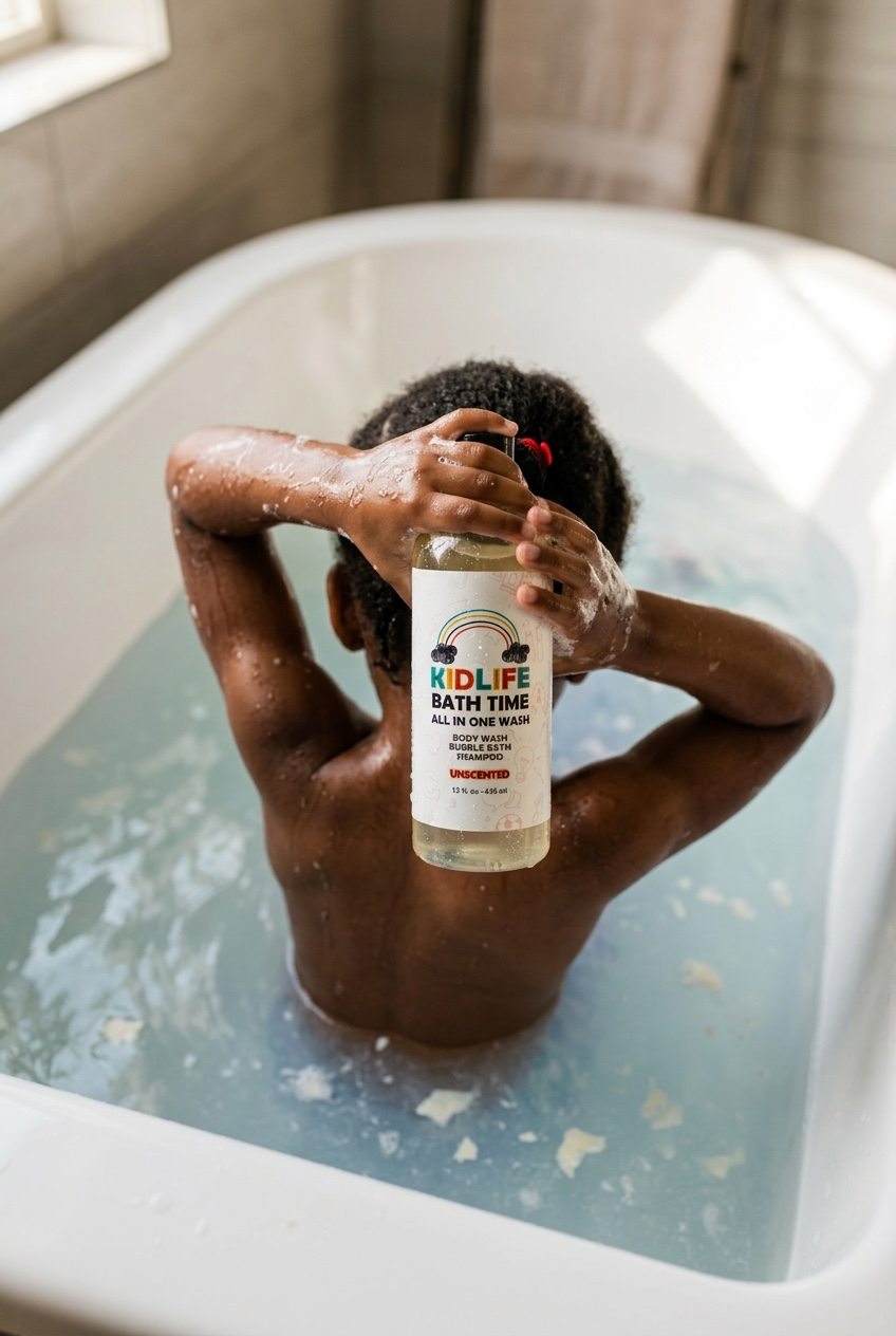 Kidlife Natural Bath Time 3 In 1 Shea & Organic Aloe Body Wash- Herbal Unscented 15 Oz.