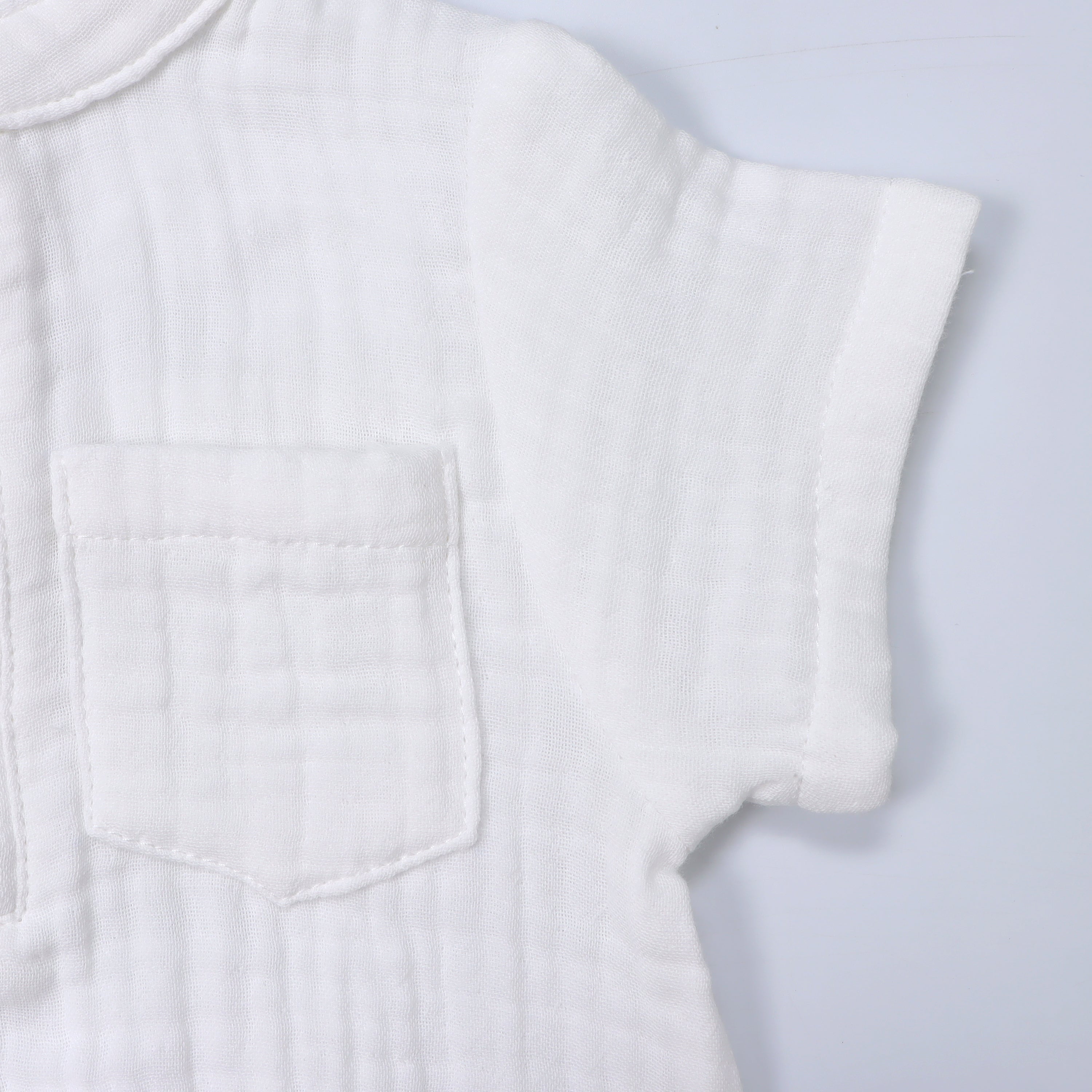 HeyPeacock Baby Romper, 100% Muslin Cotton, Boy (White)