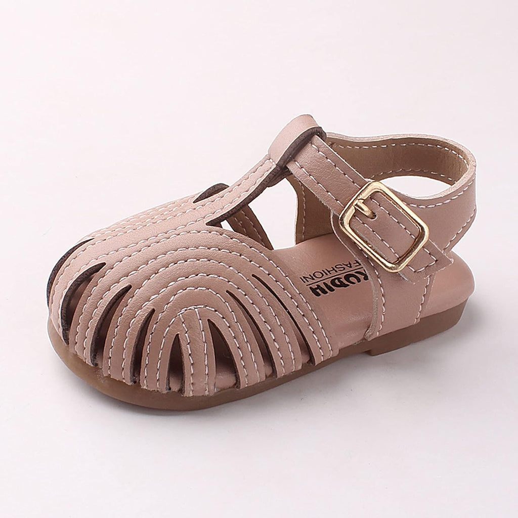 Baby Girls Boys Solid Soft Sandals Closed-Toe Non-Slip Sandal Shoes B-Pink