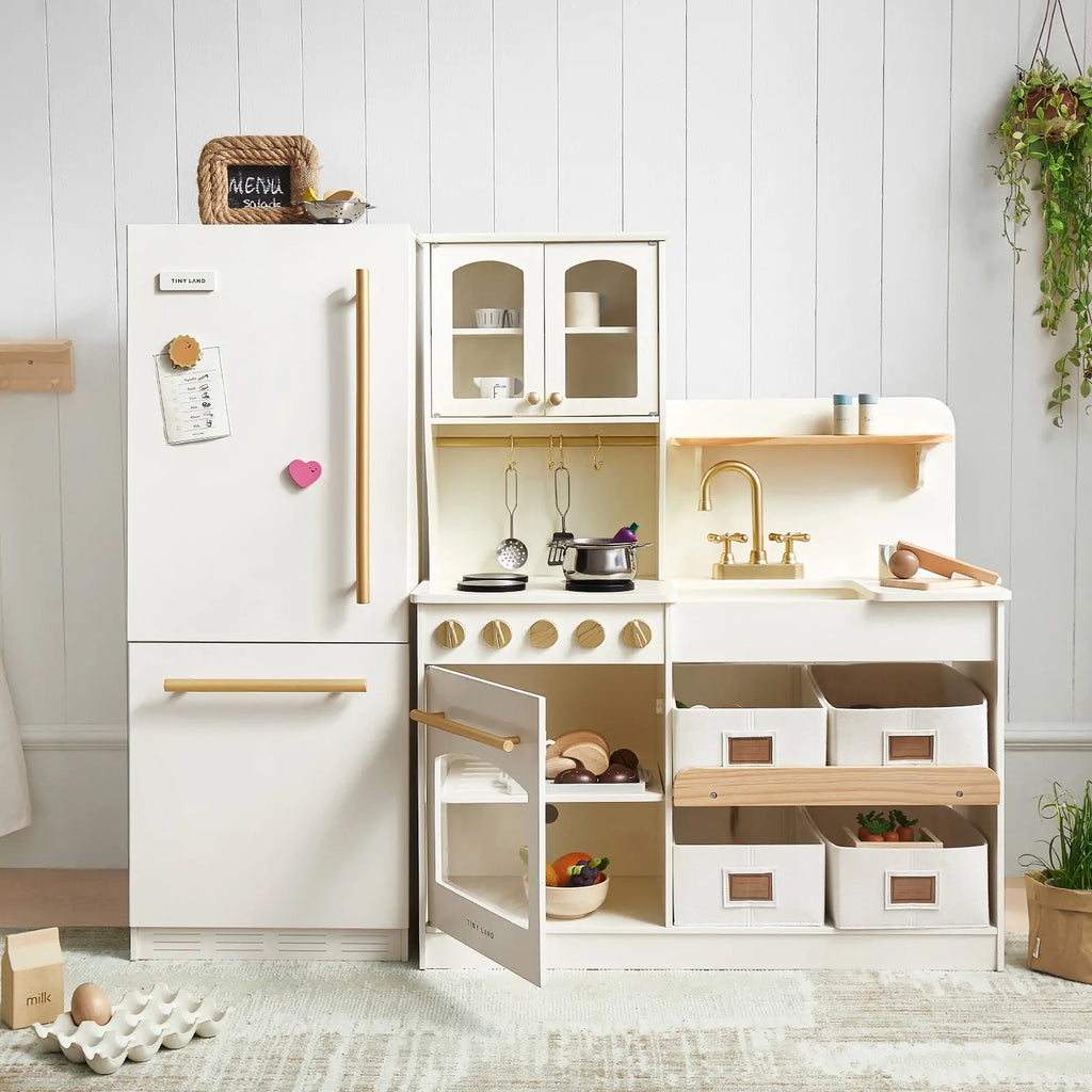 Tiny Land® Play kitchen- Wooden Cabinet Refrigerator