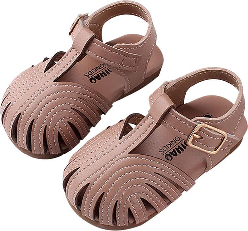 Baby Girls Boys Solid Soft Sandals Closed-Toe Non-Slip Sandal Shoes B-Pink