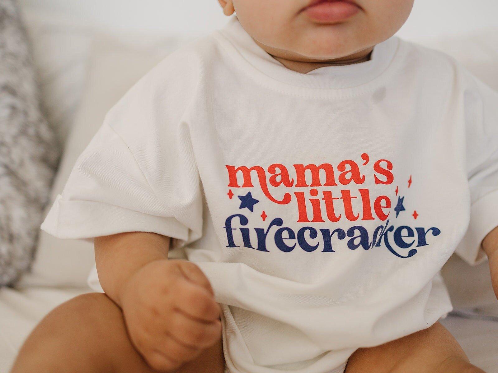 Mama's Little Firecracker T-Shirt Romper *0-3m & 18-24m left